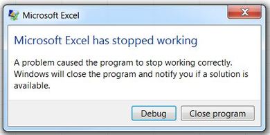 Excel has stopped working!