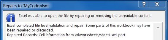 Excel styles repair