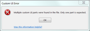 Multiple custom UI parts were found in the file. Only one part is expected