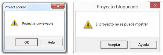 Project is unviewable prompt in Spanish